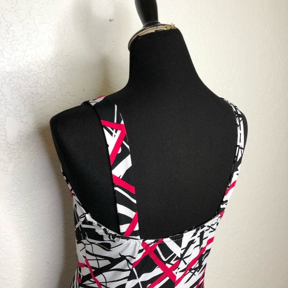 Joseph Ribkoff white black pink splatter stripe graphic midi dress size 10 - Picture 12 of 15